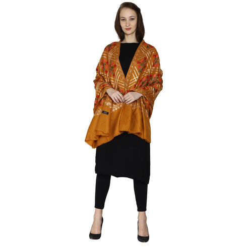 Women's Aari Embroidered Wool Shawl
